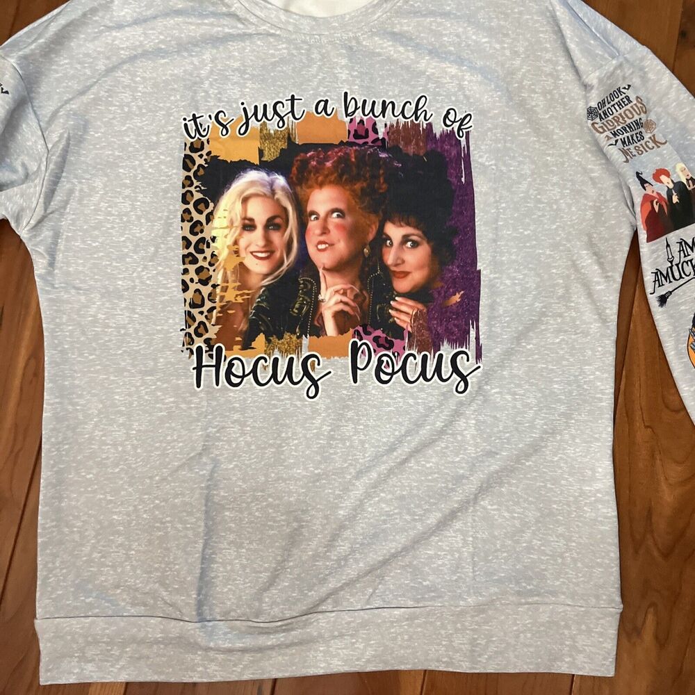 Halloween Sanderson Sisters Hocus Pocus  Pullover Gray Size Large